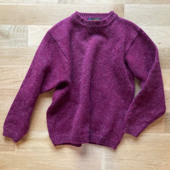 Eddie Bauer Sweaters - Vintage Burgundy Wool Crew Neck Sweater Oversized M EUC